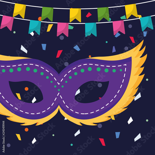 carnival mask accessory with garlands hanging