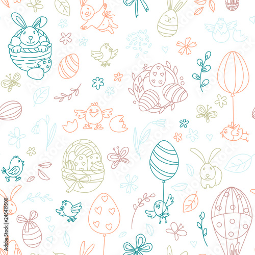 Funny Happy Easter seamless pattern background greeting card