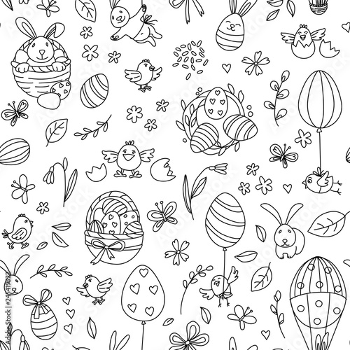Funny Happy Easter seamless pattern background greeting card