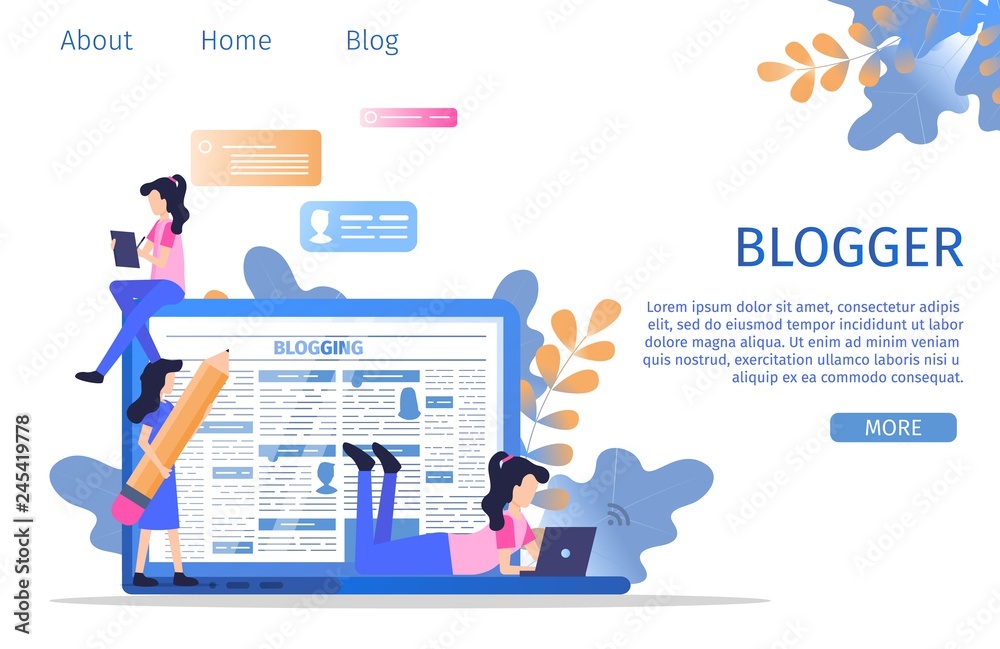 Social Media Digital Blogger Writer Character Social Media Digital Blogger Writer Character