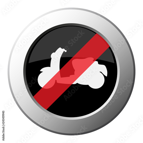 scooter - ban round metal button, white icon