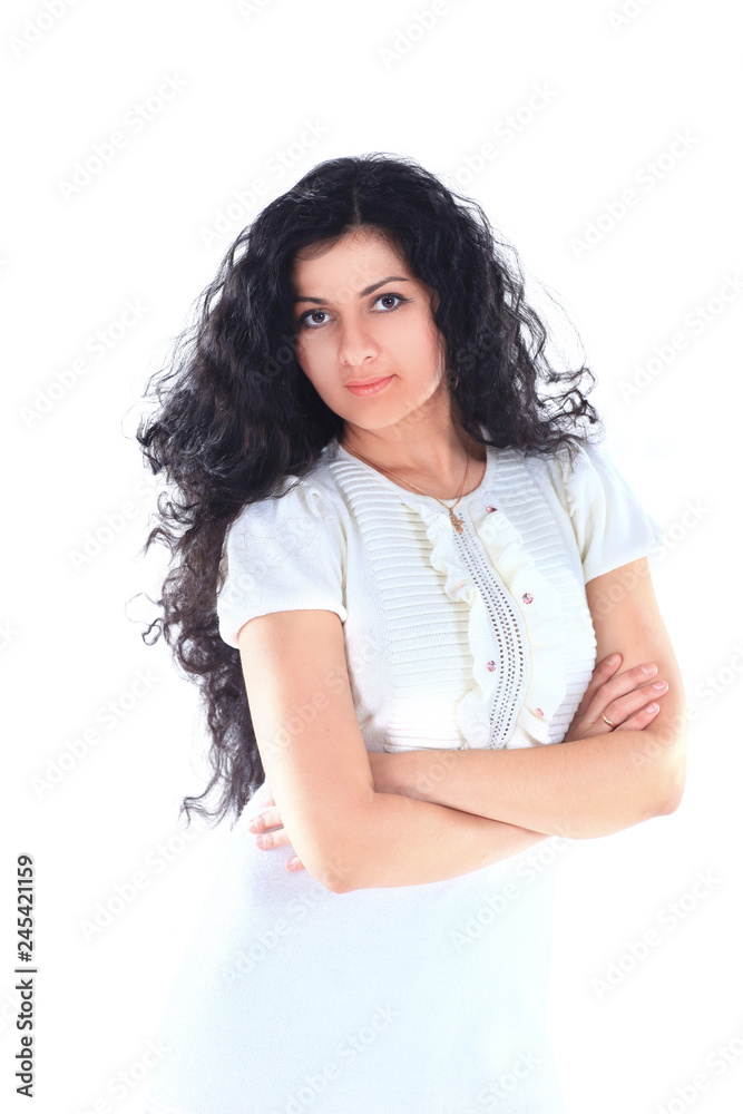 portrait of a modern young woman.isolated on white portrait of a modern young woman.isolated on white
