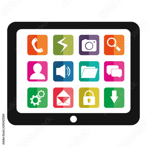 tablet with applications menu