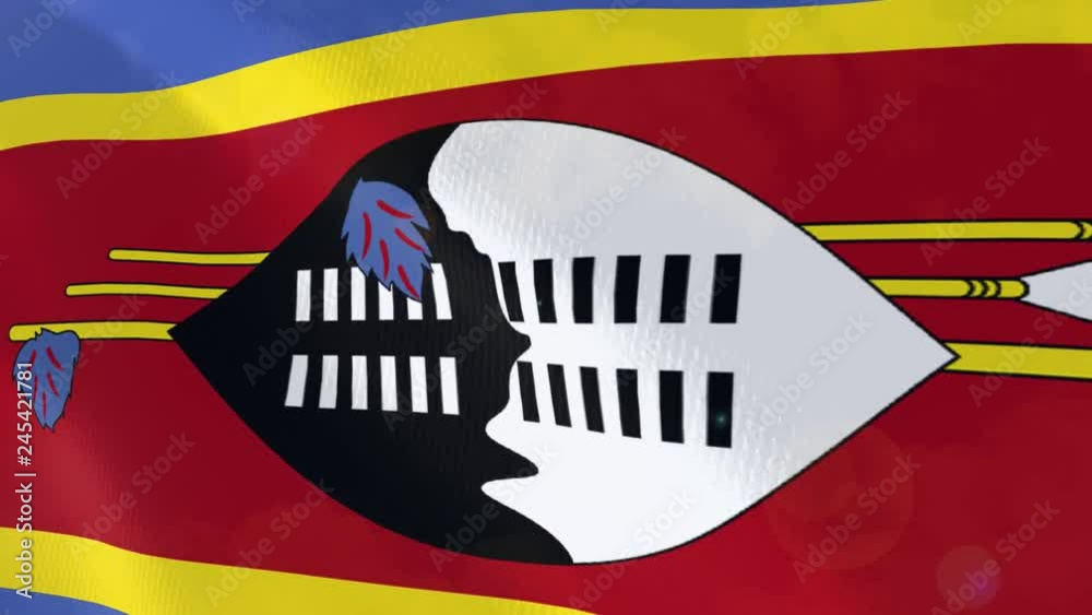 Swaziland modern and realistic closeup 3D flag animation. Perfect for background or texture purposes. Seamless Loop.