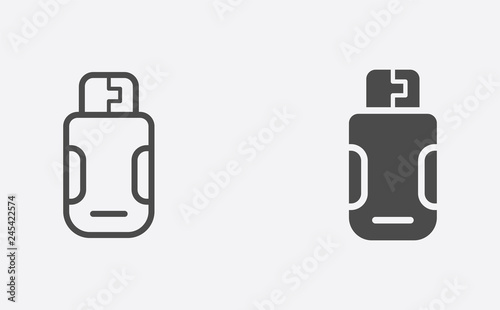 Pen drive filled and outline vector icon sign symbol