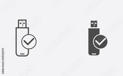 Pen drive filled and outline vector icon sign symbol