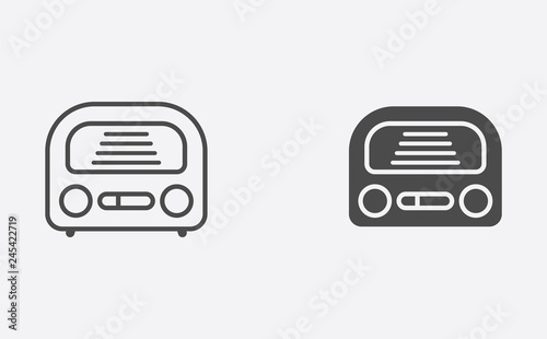 Radio filled and outline vector icon sign symbol