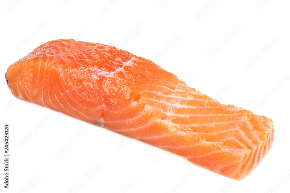 Red fish. Raw salmon fillet isolate on white background. Red fish. Raw salmon fillet isolate on white background.