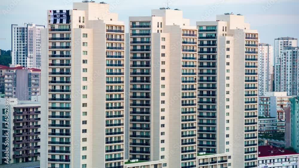 Luxury residents in a line time lapse recording during sunset Luxury residents in a line time lapse recording during sunset
