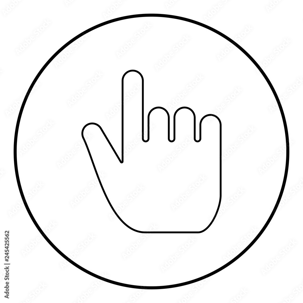 Hand point select declare index finger forefinger for click concept pushing choose icon black color illustration in circle round Hand point select declare index finger forefinger for click concept pushing choose icon black color illustration in circle round