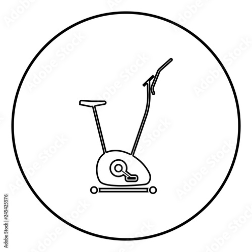 Exercise bicycle Stationary bike Exercycle icon black color illustration in circle round