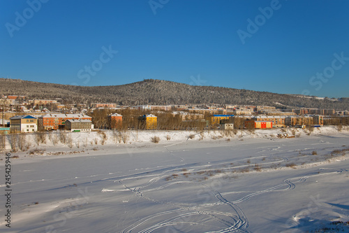 Residential area of the city of Ust-Kut  in the winter photo