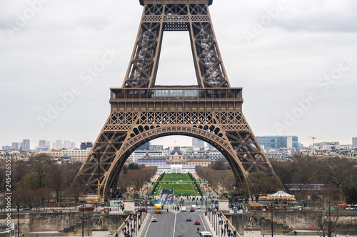 View at Eiffel Tower in Winter, Paris, France