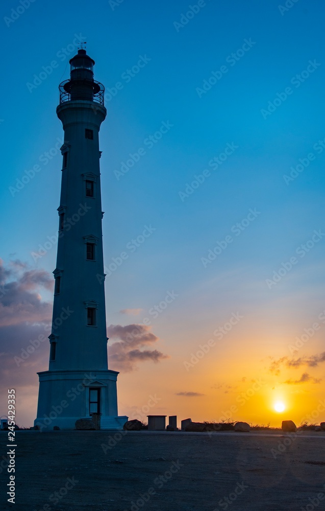 California Lighthouse in Aruba at sunrise 