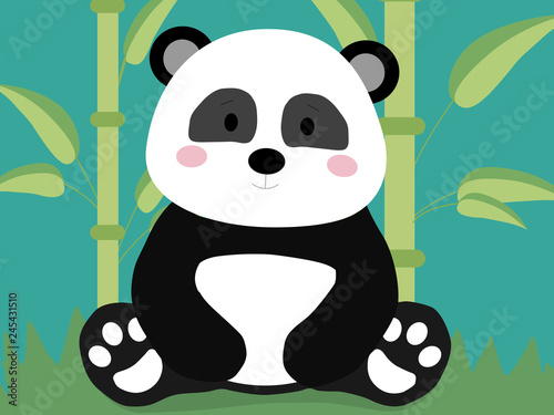 Fototapeta Naklejka Na Ścianę i Meble -  Panda mit Bambus Flat Design 