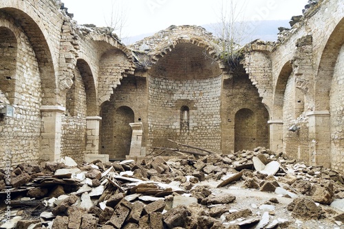 The St Nicholas Church near Mavrovo lake in Macedonia. It was built in 1853 and submerged in the lake in 1953
