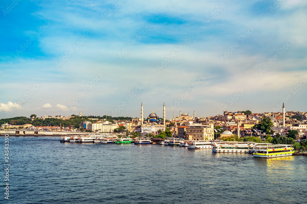 Scenic view of coastline of Istanbul and Eminonu pier