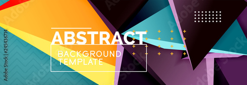 Vector 3d triangular shapes abstract background, origami futuristic template with lines