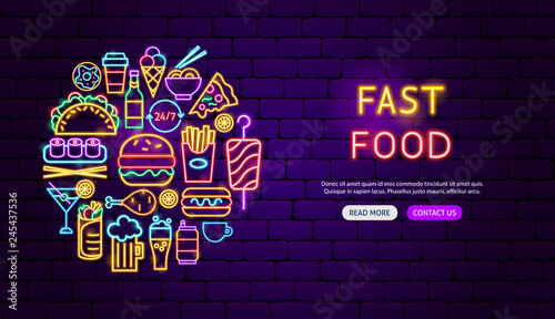Fast Food Neon Banner Design