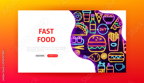 Fast Food Neon Landing Page