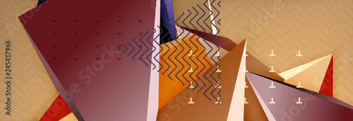 Vector 3d triangular shapes abstract background, origami futuristic template with lines