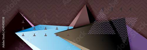 3d triangular shapes geometric background. Origami style pattern with triange shapes for decorative design. Poster design. Line design. Modern presentation template