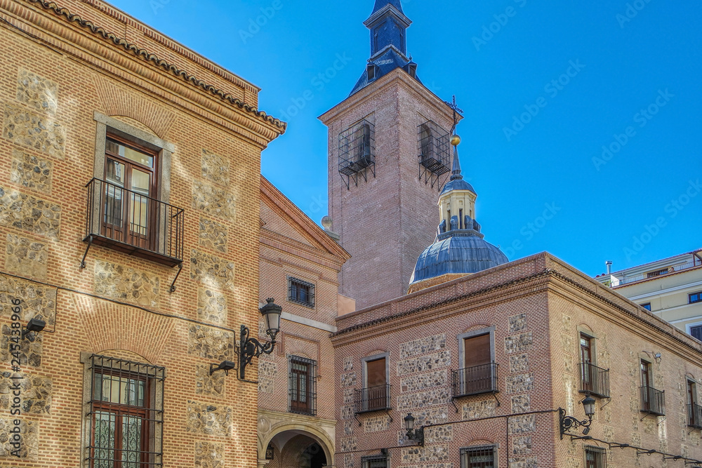Facade of the San Gines De Arles church in Madrid, Spain