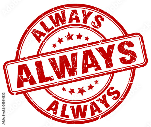 always red grunge round vintage rubber stamp
