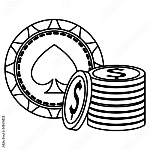 casino chips with money icons