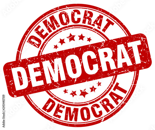 democrat red grunge round vintage rubber stamp