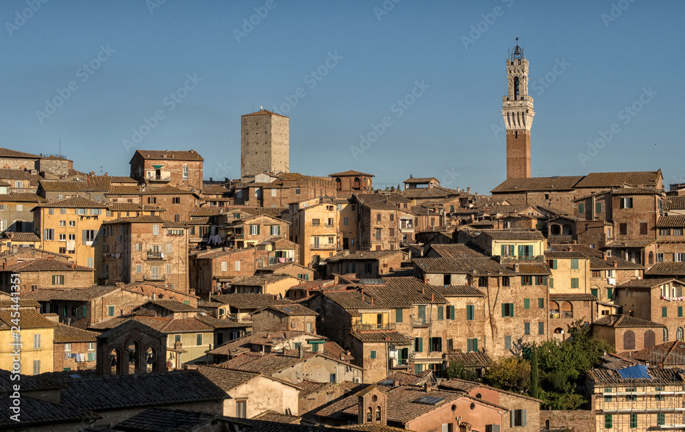 Siena, historical Center. View of the beautiful city Siena in october, Italy.