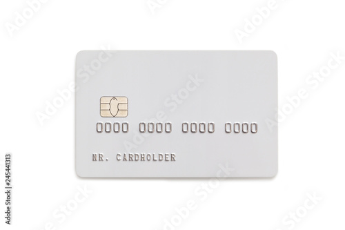 White credit card isolated on white background
