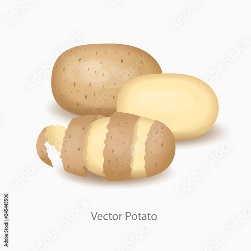 Potato heap on white background