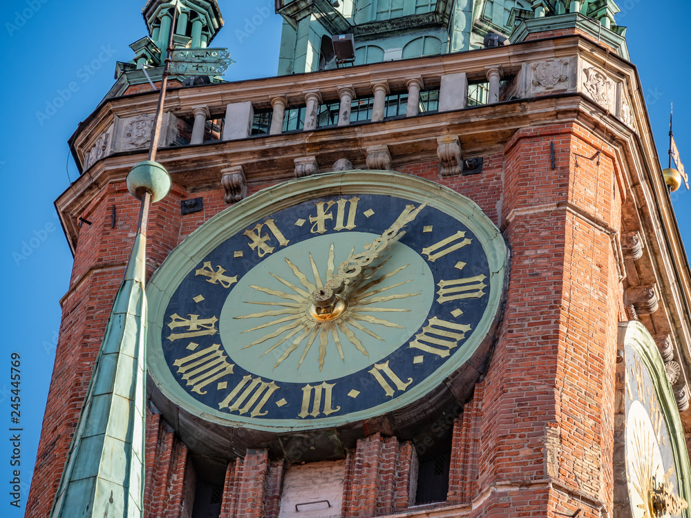 Gdansk, Polad, old tow City Hall and clock tower
