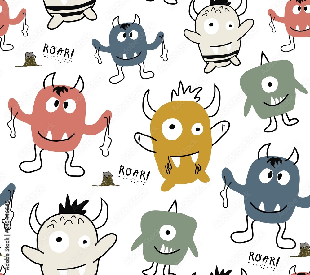 Fototapeta premium seamless pattern with monster . childish vector illustration.