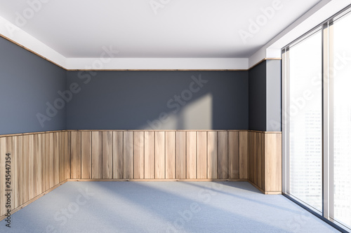 Empty small gray and wooden room