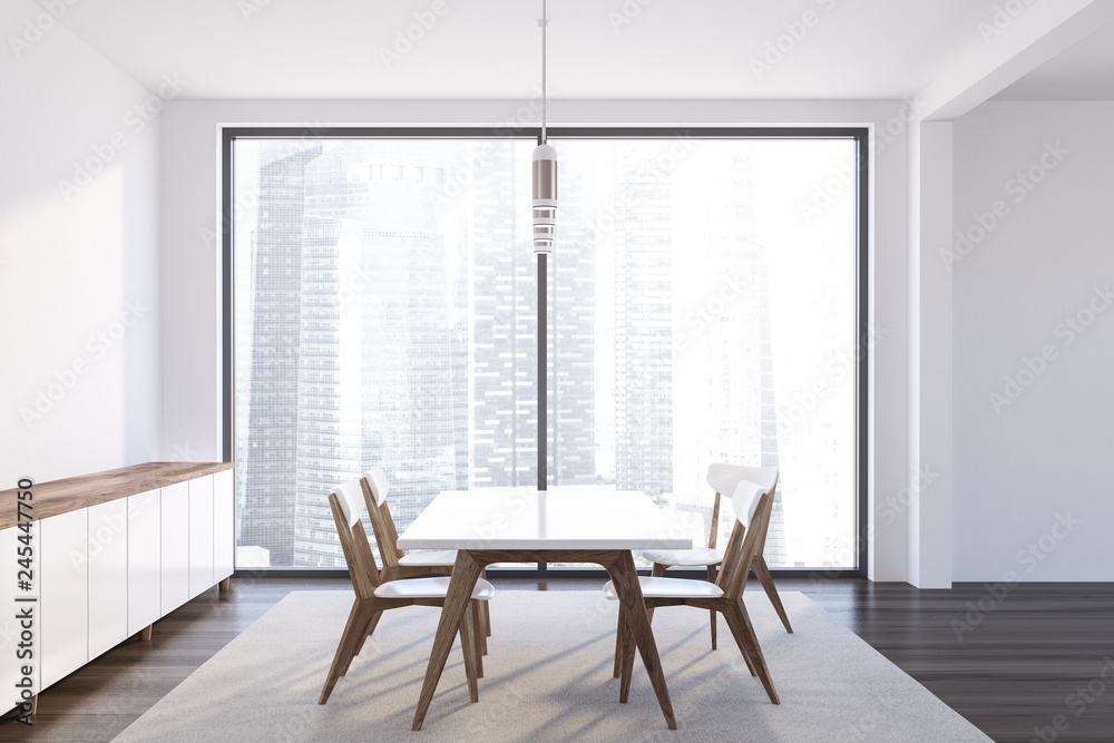 White stylish dining room interior White stylish dining room interior