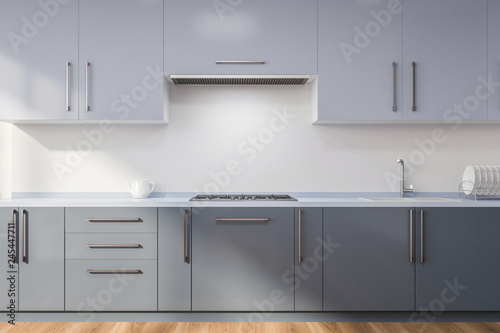 Kitchen with gray countertops