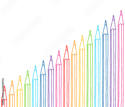 Hand drawn multicolor pencils frame