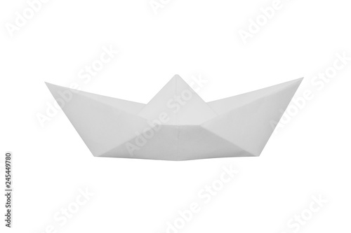 Fototapeta Naklejka Na Ścianę i Meble -  Boat made of white paper on white background.