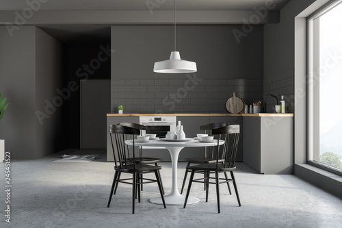 Small gray kitchen with table © ImageFlow