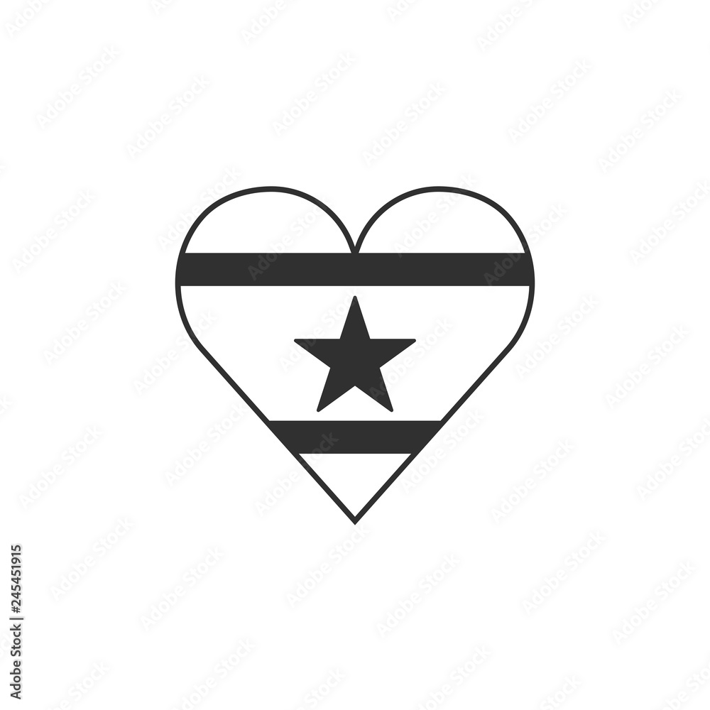 Suriname flag icon in a heart shape in black outline flat design. Independence day or National day holiday concept. Suriname flag icon in a heart shape in black outline flat design. Independence day or National day holiday concept.