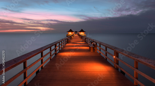 Sunset over the Gulf of Mexico from Naples Pier in Naples  Florida