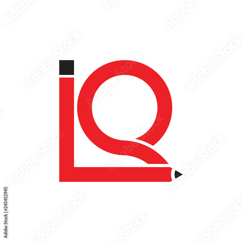 letters iq pencil design logo vector