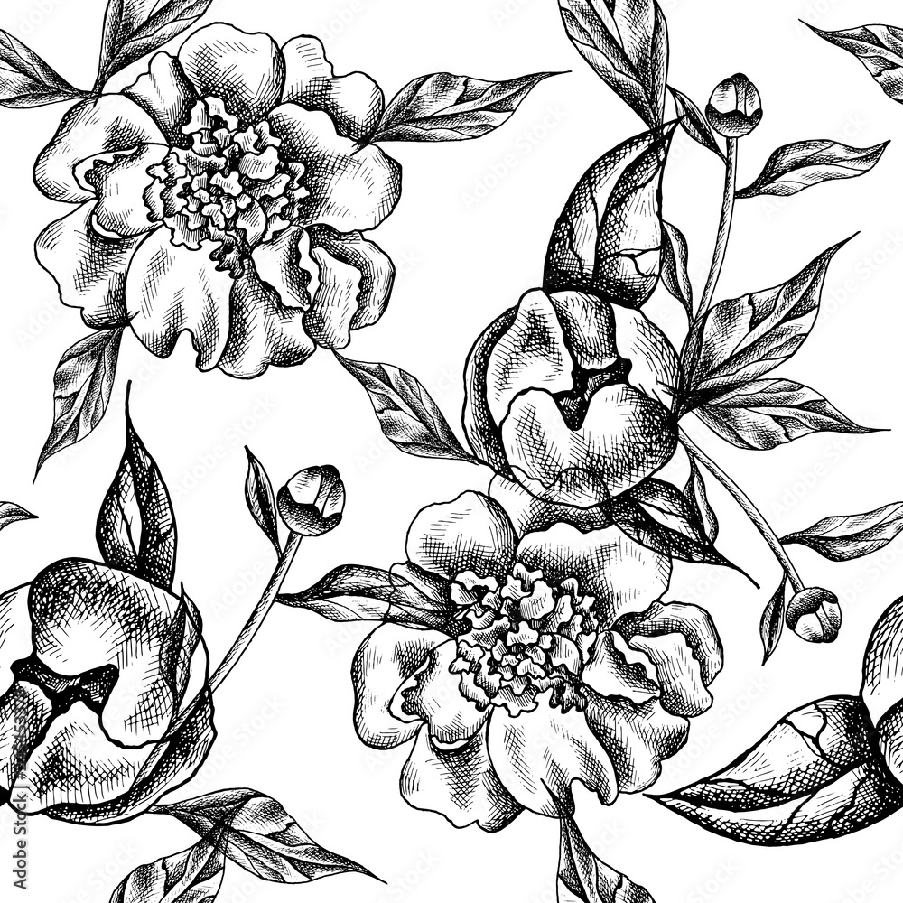 Vintage Flower Drawing Black And White | Best Flower Site