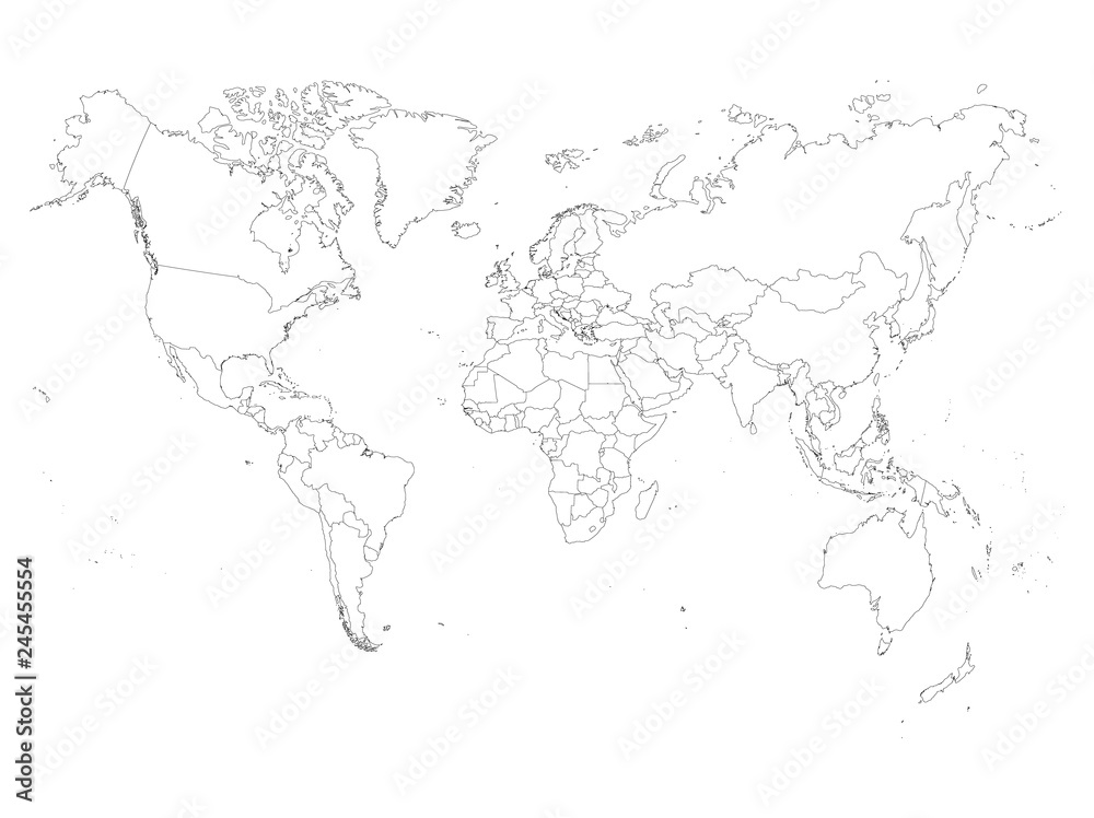 Blank outline map of World. Vector illustration Blank outline map of World. Vector illustration