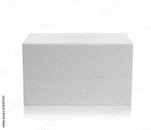 Ballot box on white background. Election time © New Africa