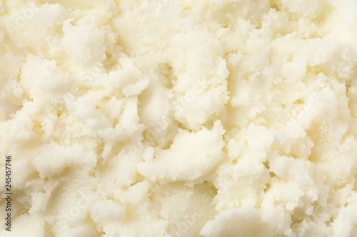 Fototapeta Naklejka Na Ścianę i Meble -  Fresh shea butter as background, top view. Cosmetic product