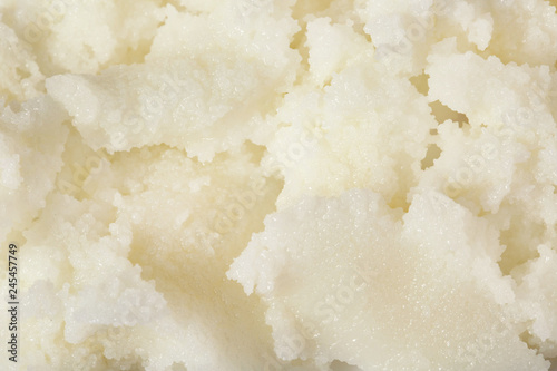 Fototapeta Naklejka Na Ścianę i Meble -  Fresh shea butter as background, top view. Cosmetic product