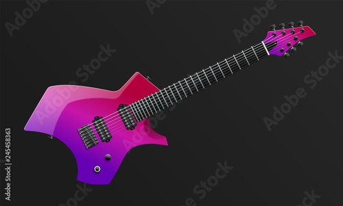 Modern Purple Seven String Electric Guitar. Easy Color Change. Vector EPS10